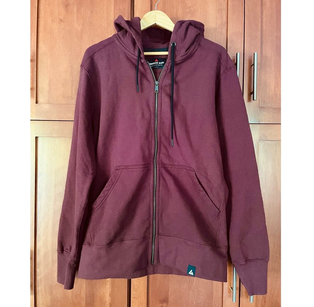 American Giant Hoodie Sweatshirt Classic Full Zip Maroon Size Large NEW
